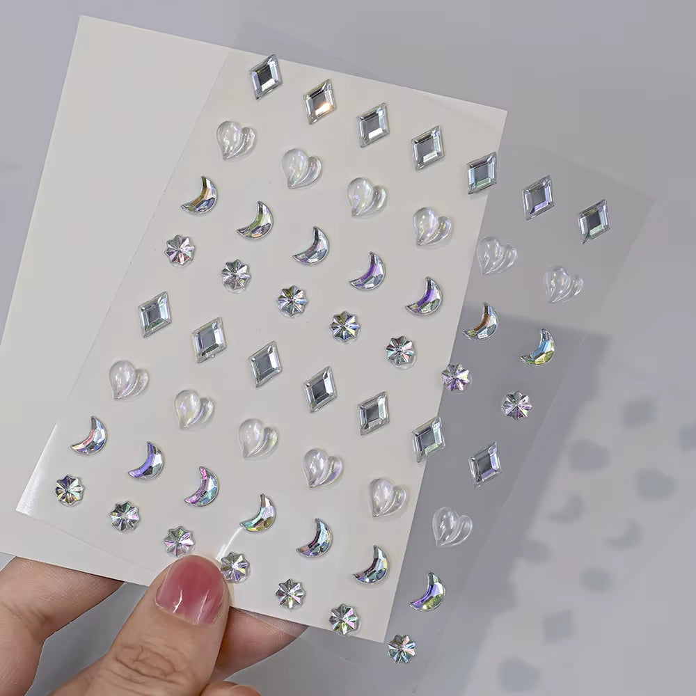 1Pcs Face Diamond Gem Sticker 5D Colorful Rhinestone Tattoo Stickers Fo Festival Nail Body Makeup Bling Jewelry DIY Face Sticker