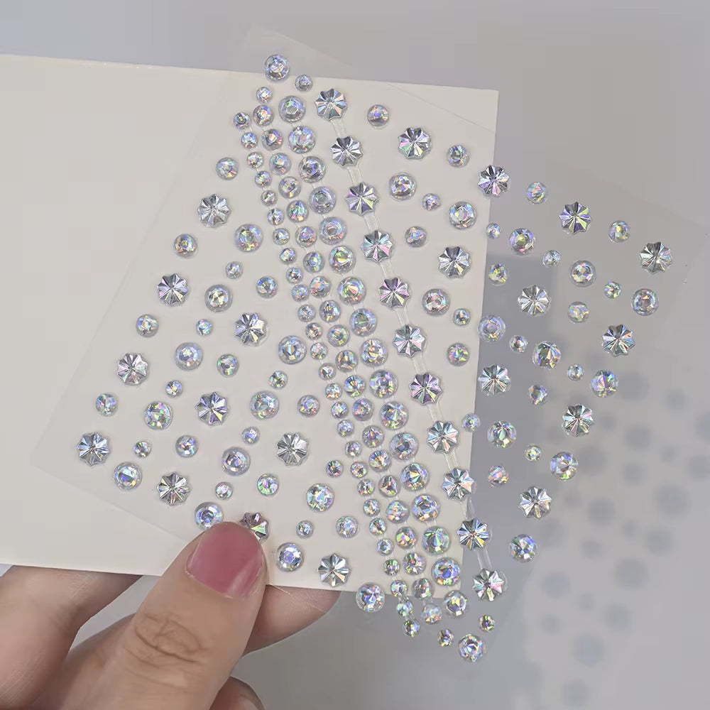 1Pcs Face Diamond Gem Sticker 5D Colorful Rhinestone Tattoo Stickers Fo Festival Nail Body Makeup Bling Jewelry DIY Face Sticker