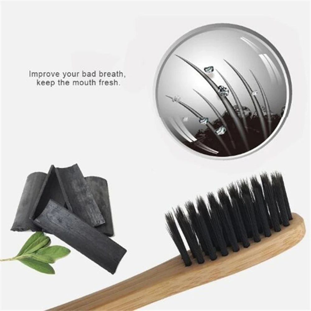 1PC Soft Fibre Wooden Toothbrush Solid Bamboo Handle Eco-Friendly Teeth Brushes Dental Cleaning Adult Oral Care Healthy Products
