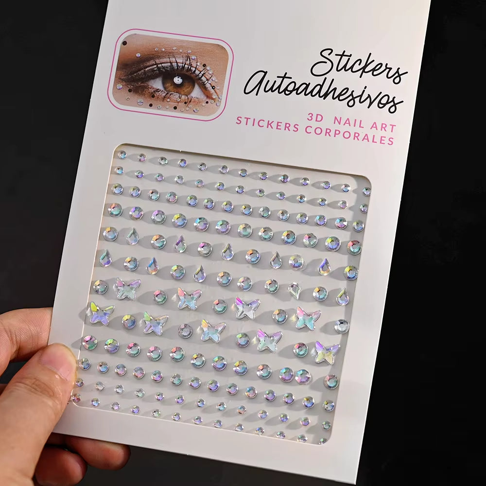 1Pcs Face Diamond Gem Sticker 5D Colorful Rhinestone Tattoo Stickers Fo Festival Nail Body Makeup Bling Jewelry DIY Face Sticker