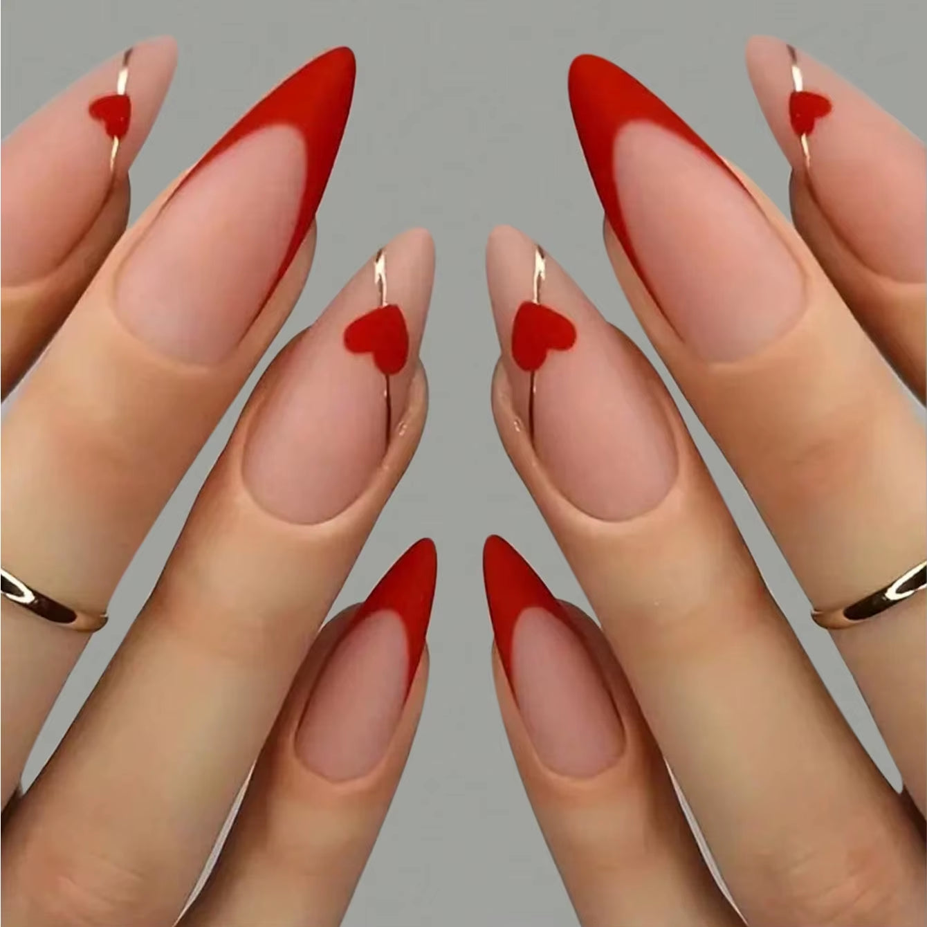 ARTAUG 24PCS Medium Stiletto Pink Press on Nails Full Cover Fake Nail Set Press on Nails Love Design Handmade Press on Nails