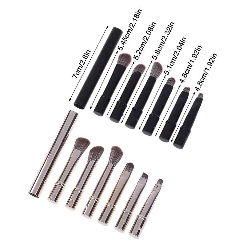 6 in 1 Mini Makeup Brushes Set Detachable Travel Contour Concealer Brush Eyeshadow Brushes Double Ended Makeup Brushes with Box