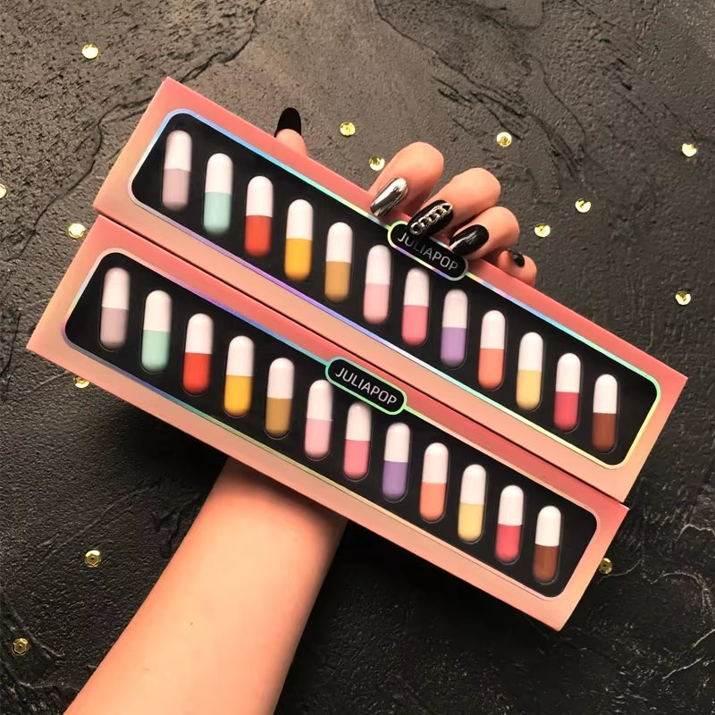 Capsule Lipstick Set New Mini 12-Color Waterproof Non-Stick Cup Carry Pill Lipstick Novelty Lips Makeup DIY Lipstick for Women