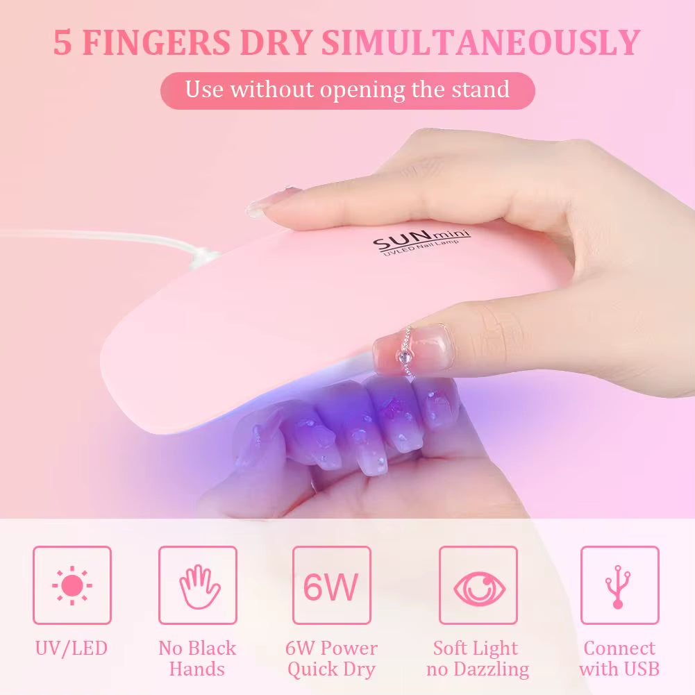 YIKOOLIN Mini Nail Art Lamp UV LED Nail Art Lamp Polishing Polymer Nail Art Tools 3Pcs/6Pcs Lamp Beads for Novices or Home DIY