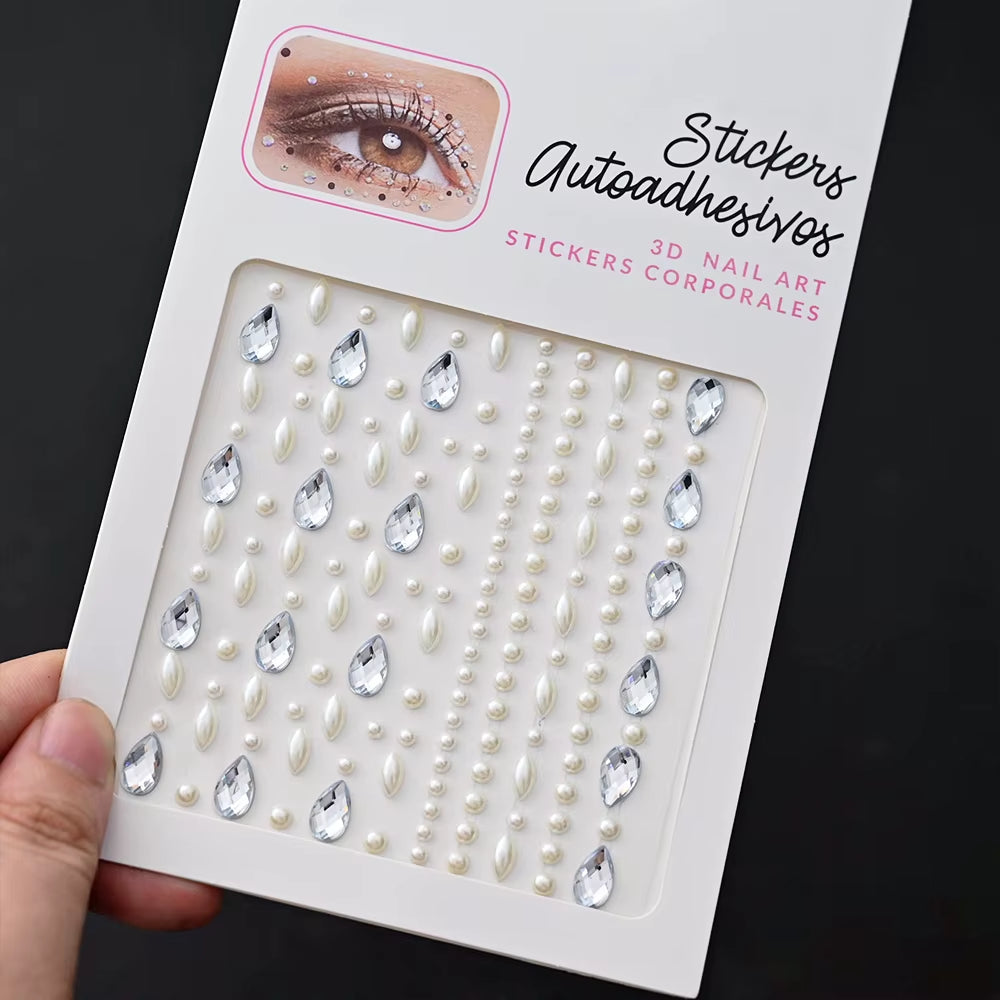 1Pcs Face Diamond Gem Sticker 5D Colorful Rhinestone Tattoo Stickers Fo Festival Nail Body Makeup Bling Jewelry DIY Face Sticker