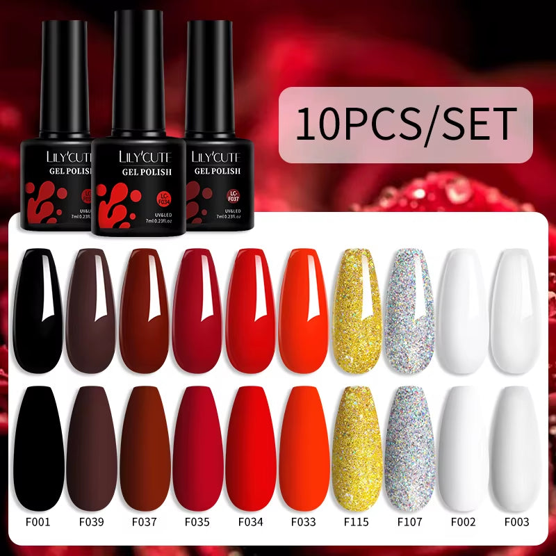 10PCS/SET Gel Nail Polish 9D Reflective Glitter Cat Magnetic Gel Set with Magnetic Stick Soak off Nail Art Varnish