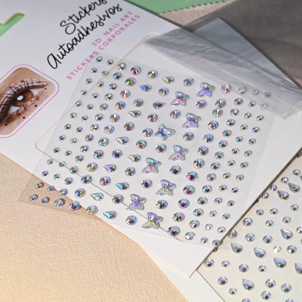 1Pcs Face Diamond Gem Sticker 5D Colorful Rhinestone Tattoo Stickers Fo Festival Nail Body Makeup Bling Jewelry DIY Face Sticker