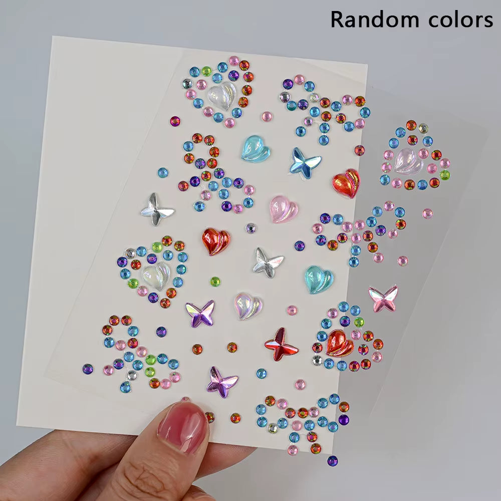1Pcs Face Diamond Gem Sticker 5D Colorful Rhinestone Tattoo Stickers Fo Festival Nail Body Makeup Bling Jewelry DIY Face Sticker
