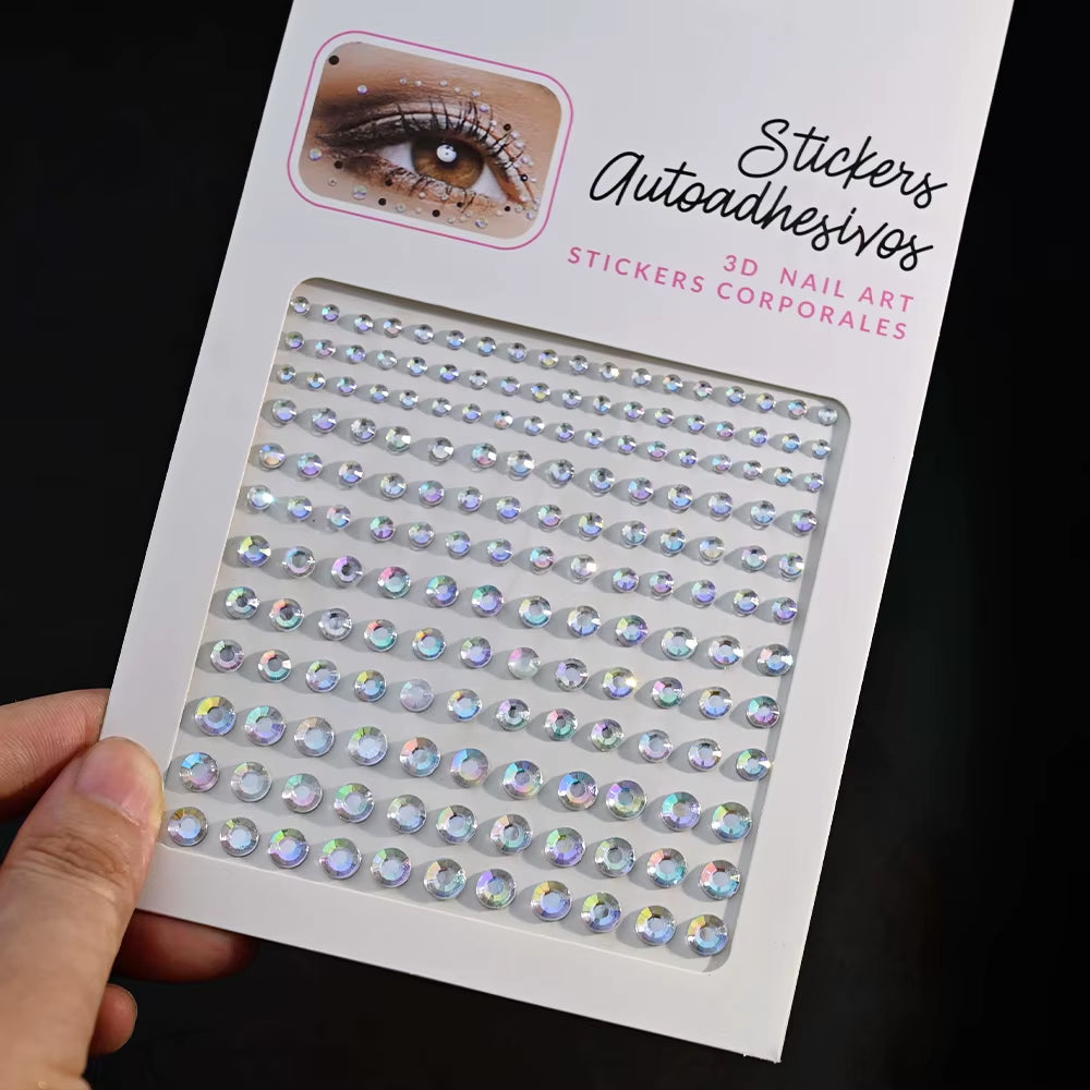 1Pcs Face Diamond Gem Sticker 5D Colorful Rhinestone Tattoo Stickers Fo Festival Nail Body Makeup Bling Jewelry DIY Face Sticker