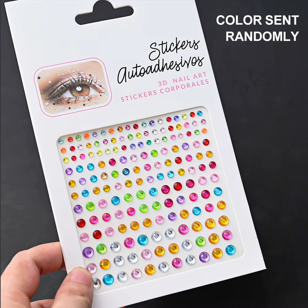 1Pcs Face Diamond Gem Sticker 5D Colorful Rhinestone Tattoo Stickers Fo Festival Nail Body Makeup Bling Jewelry DIY Face Sticker