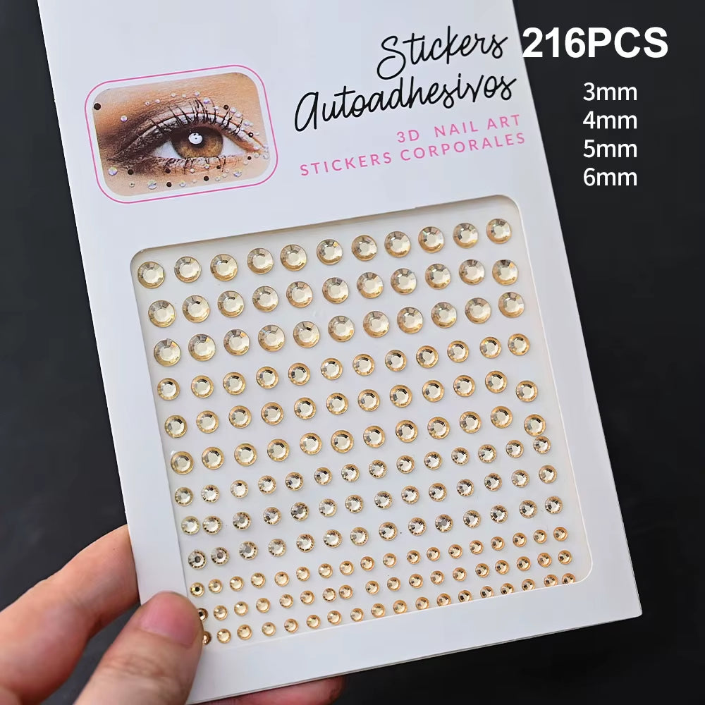 1Pcs Face Diamond Gem Sticker 5D Colorful Rhinestone Tattoo Stickers Fo Festival Nail Body Makeup Bling Jewelry DIY Face Sticker