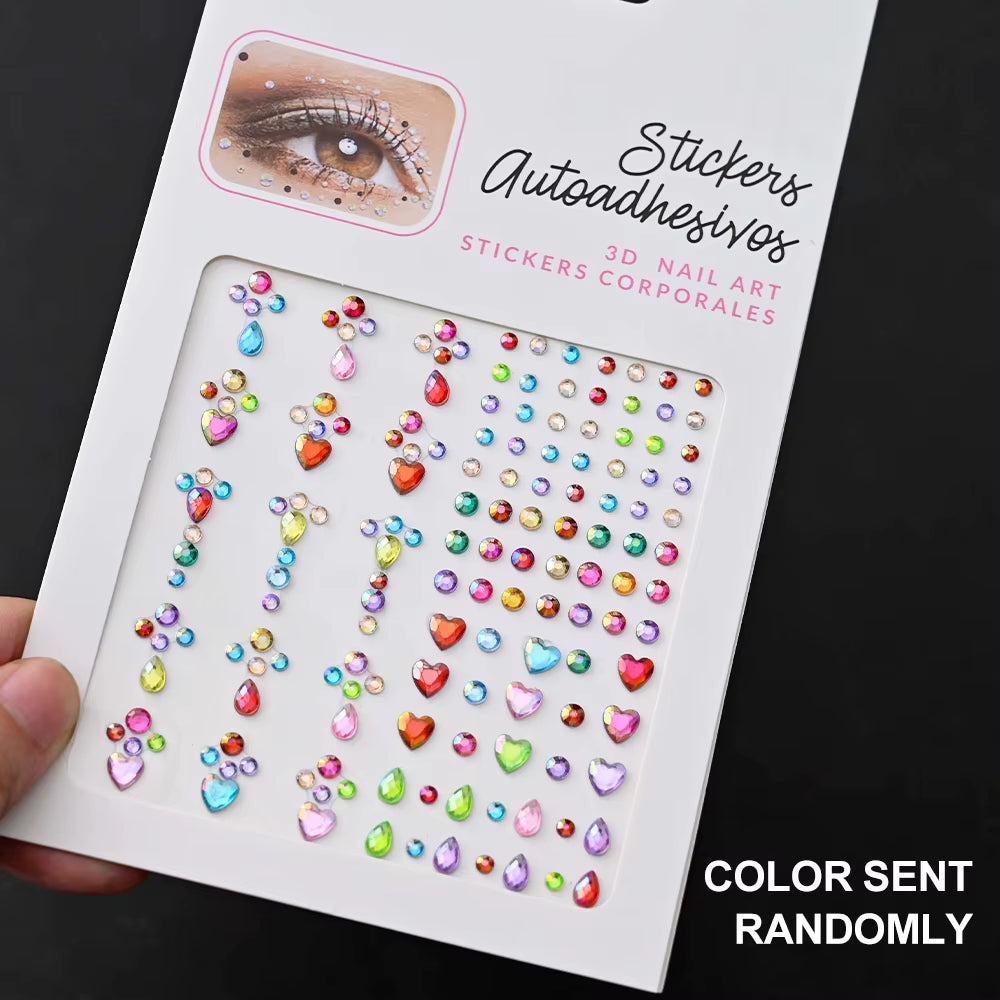 1Pcs Face Diamond Gem Sticker 5D Colorful Rhinestone Tattoo Stickers Fo Festival Nail Body Makeup Bling Jewelry DIY Face Sticker