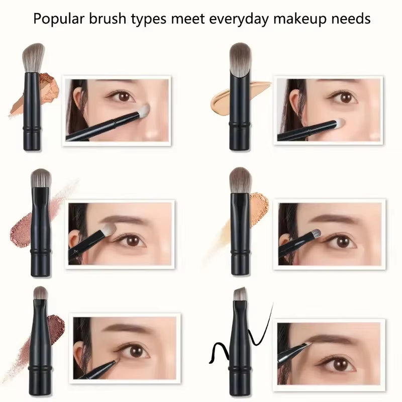 6 in 1 Mini Makeup Brushes Set Detachable Travel Contour Concealer Brush Eyeshadow Brushes Double Ended Makeup Brushes with Box