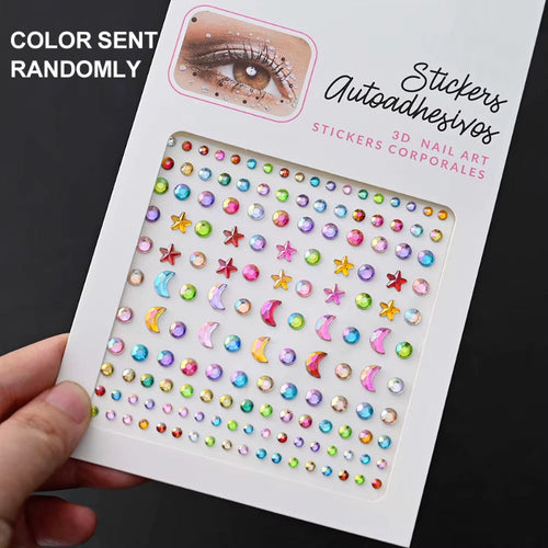 1Pcs Face Diamond Gem Sticker 5D Colorful Rhinestone Tattoo Stickers Fo Festival Nail Body Makeup Bling Jewelry DIY Face Sticker