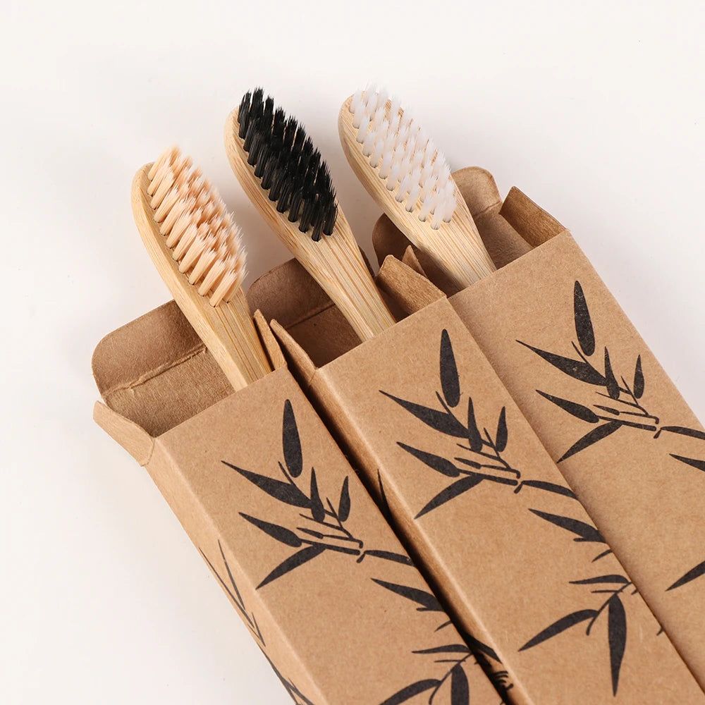1PC Soft Fibre Wooden Toothbrush Solid Bamboo Handle Eco-Friendly Teeth Brushes Dental Cleaning Adult Oral Care Healthy Products