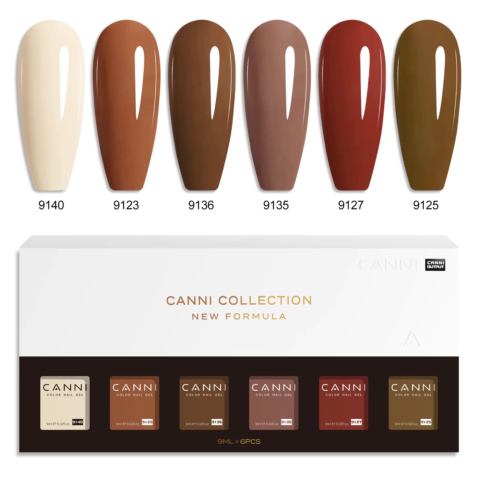 Nail Gel Polish Kit Fall Collection Brown Coffee Color HEMA FREE Soak off UV LED Autumn Gorgeous Color Semi Permanent Gel