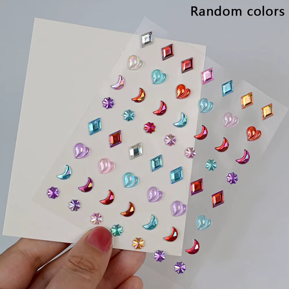 1Pcs Face Diamond Gem Sticker 5D Colorful Rhinestone Tattoo Stickers Fo Festival Nail Body Makeup Bling Jewelry DIY Face Sticker
