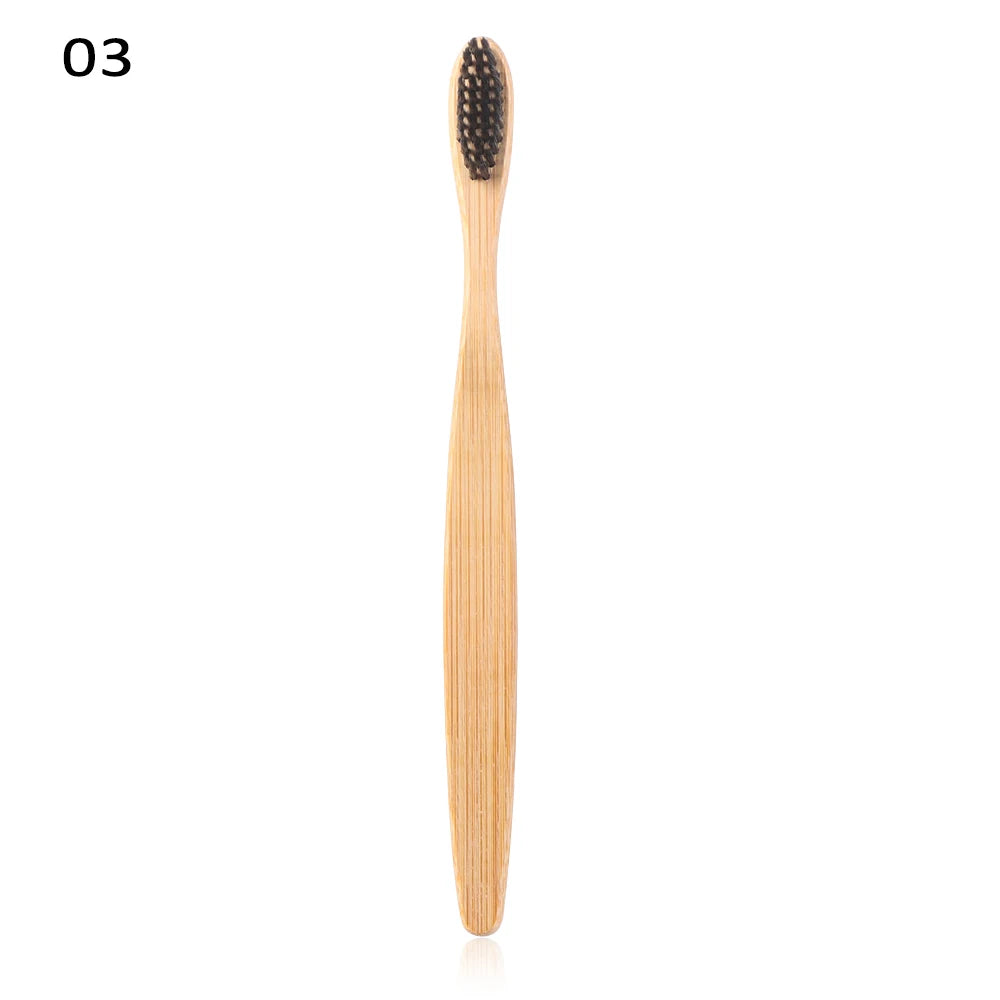1PC Soft Fibre Wooden Toothbrush Solid Bamboo Handle Eco-Friendly Teeth Brushes Dental Cleaning Adult Oral Care Healthy Products