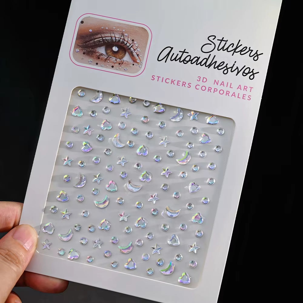 1Pcs Face Diamond Gem Sticker 5D Colorful Rhinestone Tattoo Stickers Fo Festival Nail Body Makeup Bling Jewelry DIY Face Sticker