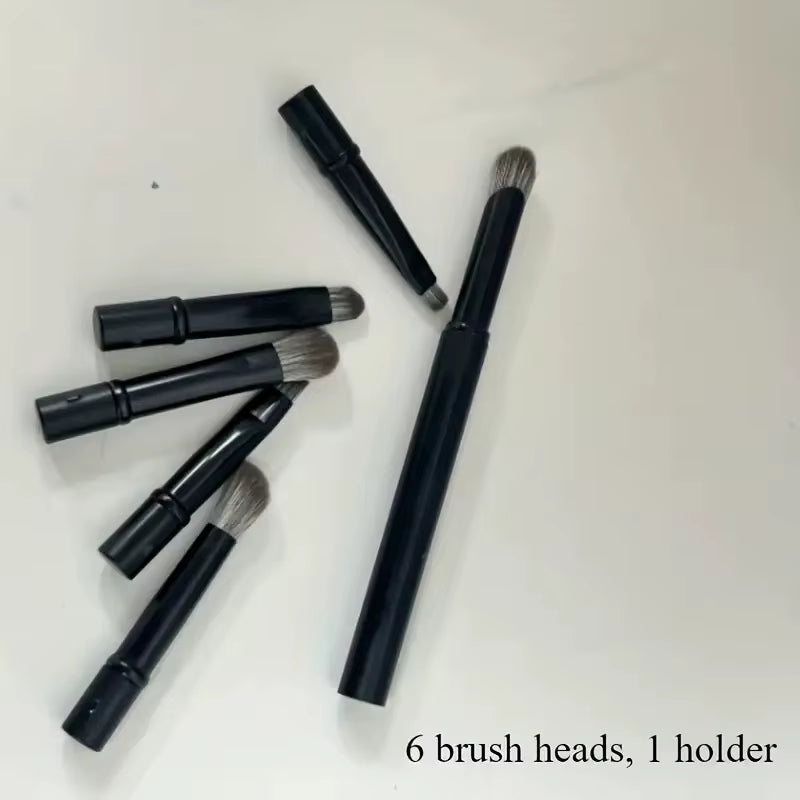 6 in 1 Mini Makeup Brushes Set Detachable Travel Contour Concealer Brush Eyeshadow Brushes Double Ended Makeup Brushes with Box
