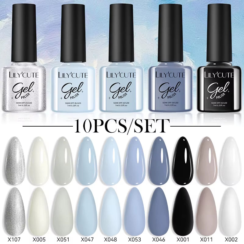 10PCS/SET Gel Nail Polish 9D Reflective Glitter Cat Magnetic Gel Set with Magnetic Stick Soak off Nail Art Varnish