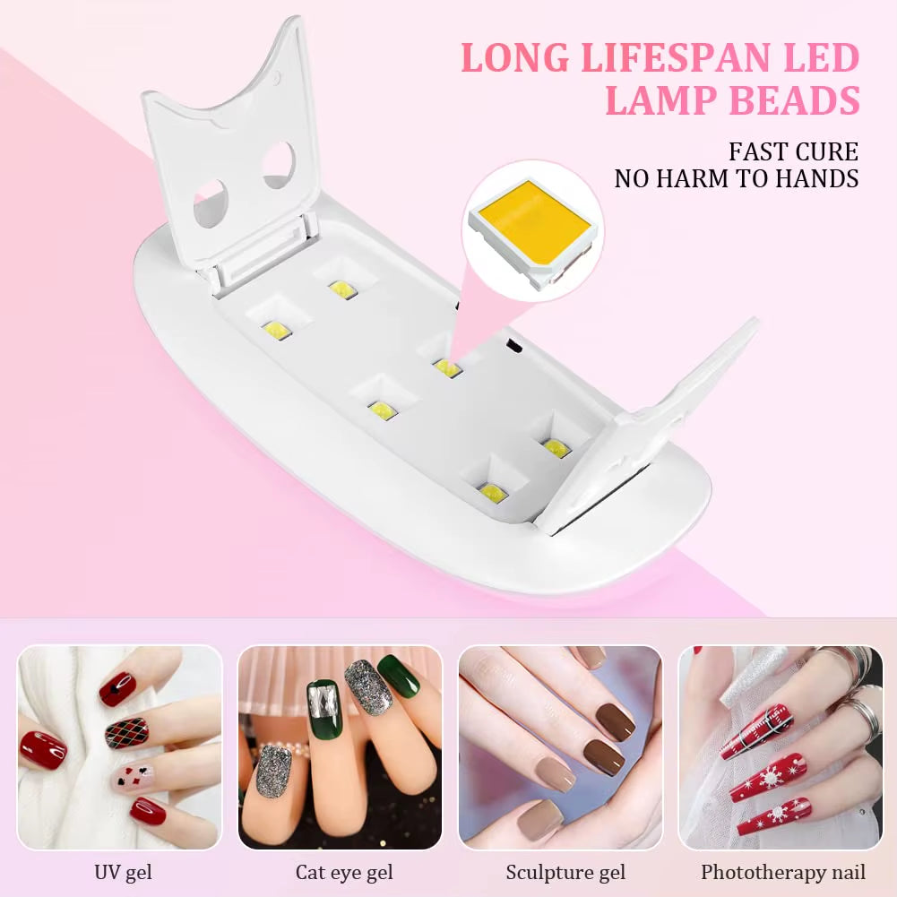YIKOOLIN Mini Nail Art Lamp UV LED Nail Art Lamp Polishing Polymer Nail Art Tools 3Pcs/6Pcs Lamp Beads for Novices or Home DIY