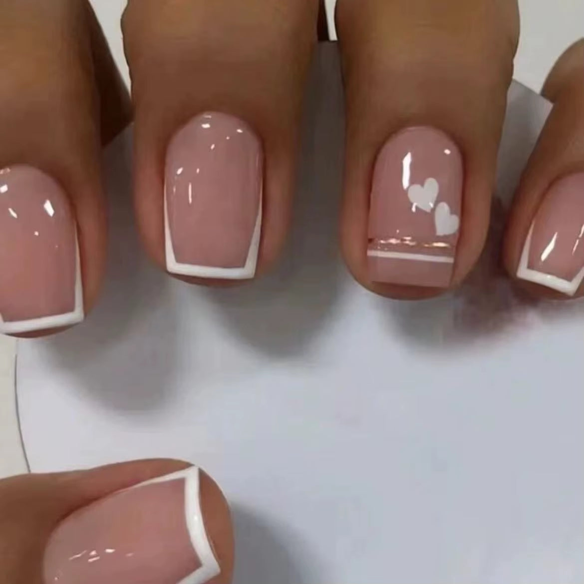 ARTAUG 24PCS Medium Stiletto Pink Press on Nails Full Cover Fake Nail Set Press on Nails Love Design Handmade Press on Nails
