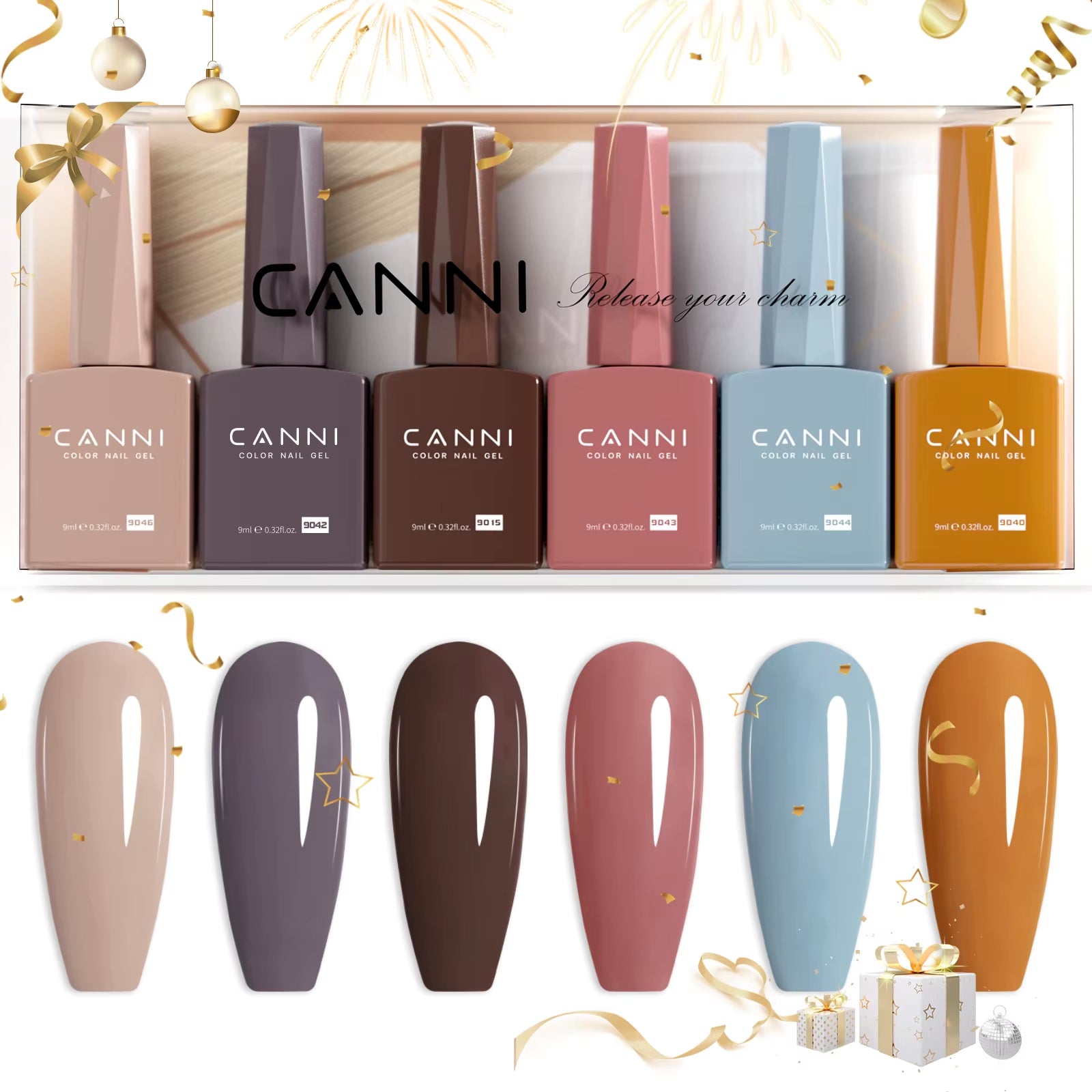 Nail Gel Polish Kit Fall Collection Brown Coffee Color HEMA FREE Soak off UV LED Autumn Gorgeous Color Semi Permanent Gel