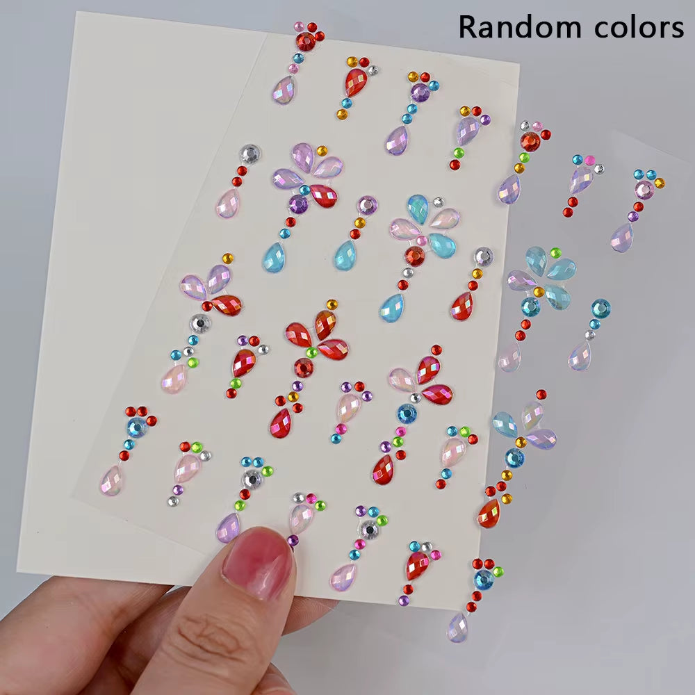 1Pcs Face Diamond Gem Sticker 5D Colorful Rhinestone Tattoo Stickers Fo Festival Nail Body Makeup Bling Jewelry DIY Face Sticker