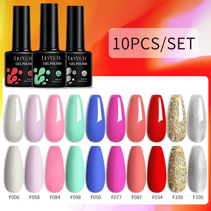 10PCS/SET Gel Nail Polish 9D Reflective Glitter Cat Magnetic Gel Set with Magnetic Stick Soak off Nail Art Varnish