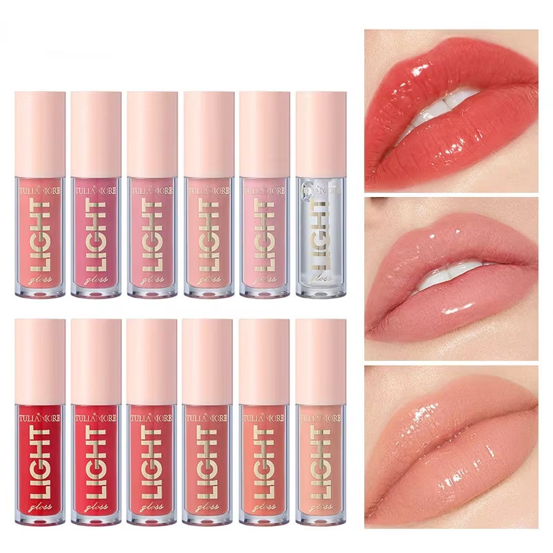 12-Color Lip Gloss Waterproof Long-Lasting Moisturizing Lipstick Mirror Nude Lip Gloss Plain Lip Gloss Oil