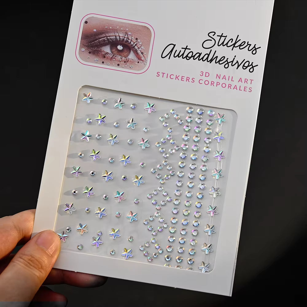1Pcs Face Diamond Gem Sticker 5D Colorful Rhinestone Tattoo Stickers Fo Festival Nail Body Makeup Bling Jewelry DIY Face Sticker