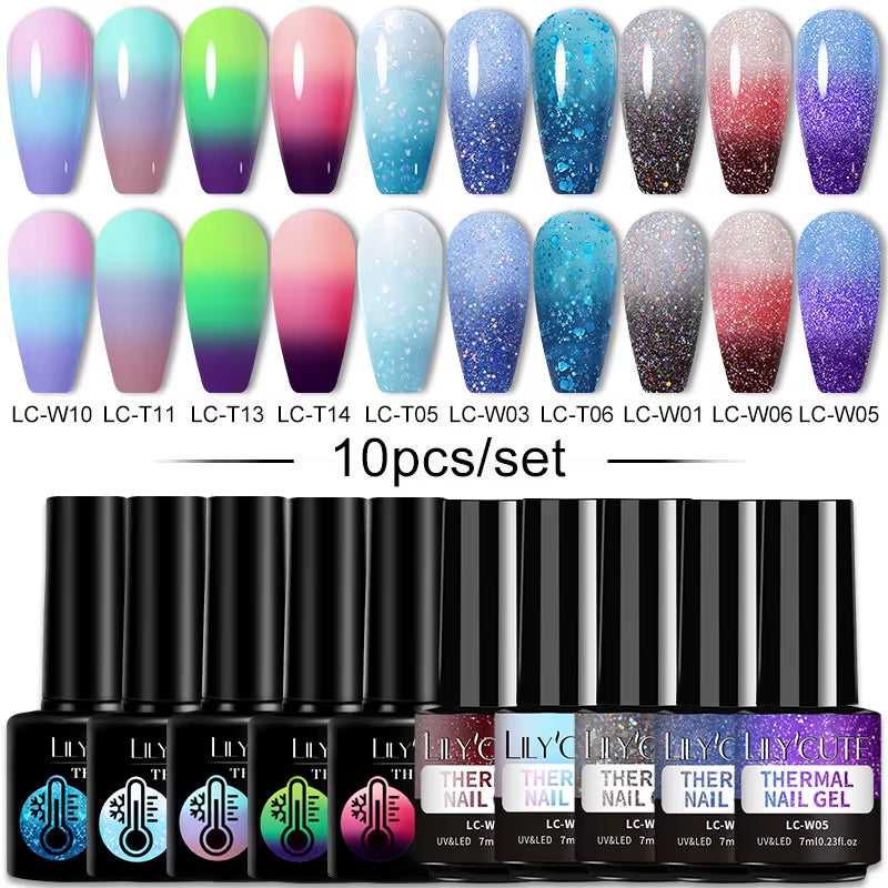 10PCS/SET Gel Nail Polish 9D Reflective Glitter Cat Magnetic Gel Set with Magnetic Stick Soak off Nail Art Varnish
