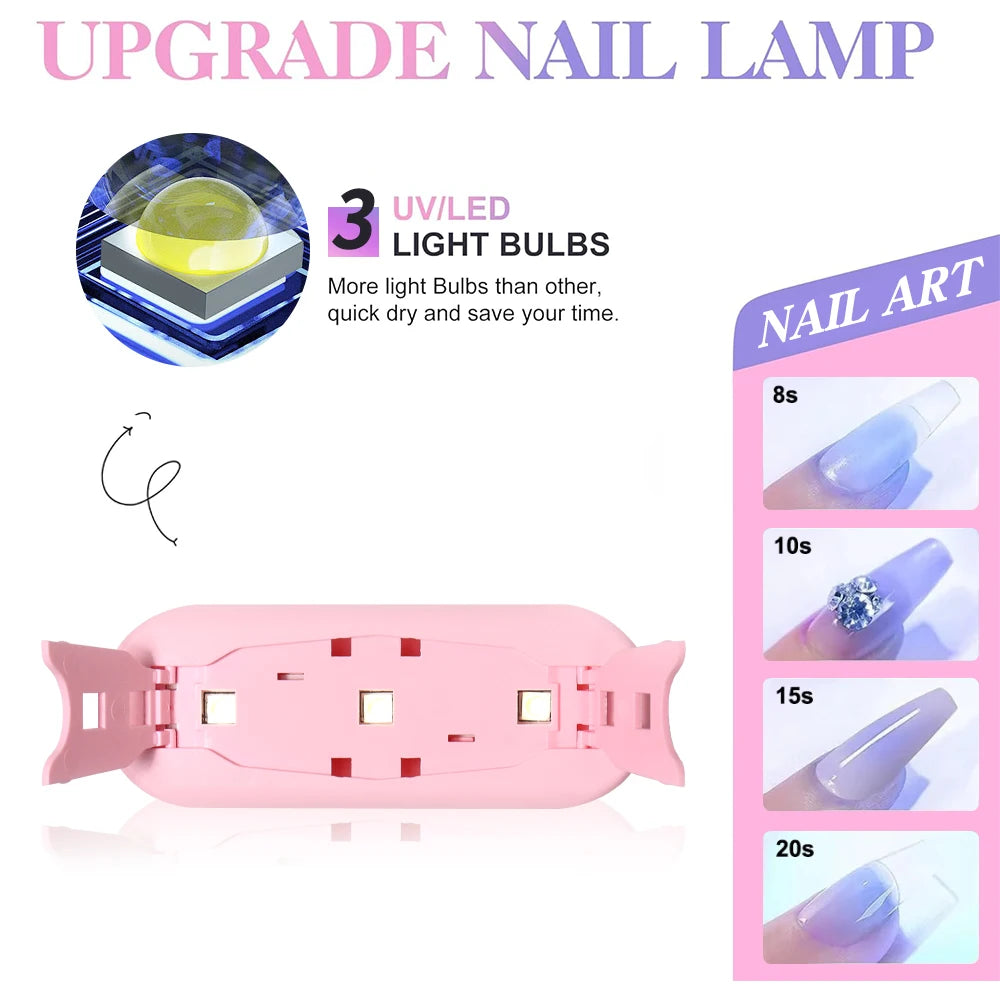YIKOOLIN Mini Nail Art Lamp UV LED Nail Art Lamp Polishing Polymer Nail Art Tools 3Pcs/6Pcs Lamp Beads for Novices or Home DIY