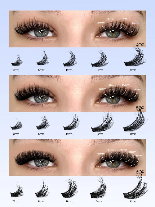 GROINNEYA Cluster Lashes Kit Individual Lashes Volume Mixed Tray 3D Faux Mink Lashes Wispy Eyelash Extension Makeup