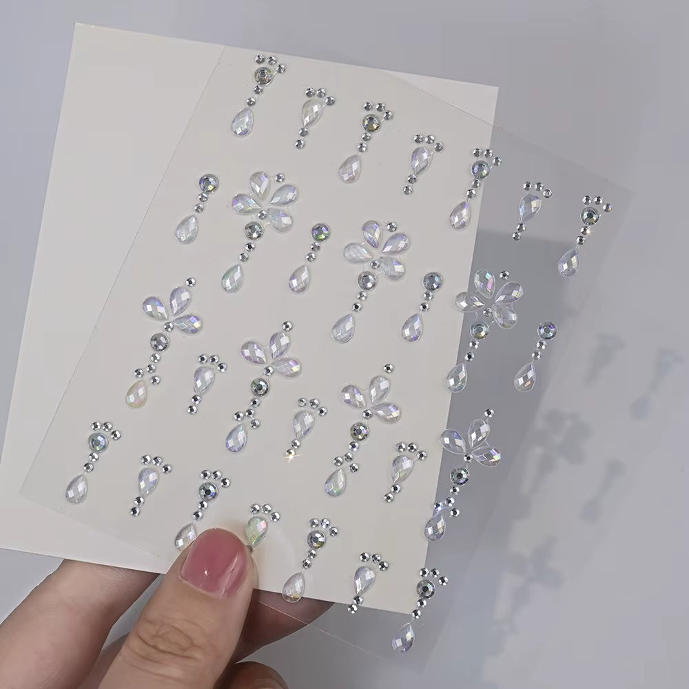 1Pcs Face Diamond Gem Sticker 5D Colorful Rhinestone Tattoo Stickers Fo Festival Nail Body Makeup Bling Jewelry DIY Face Sticker