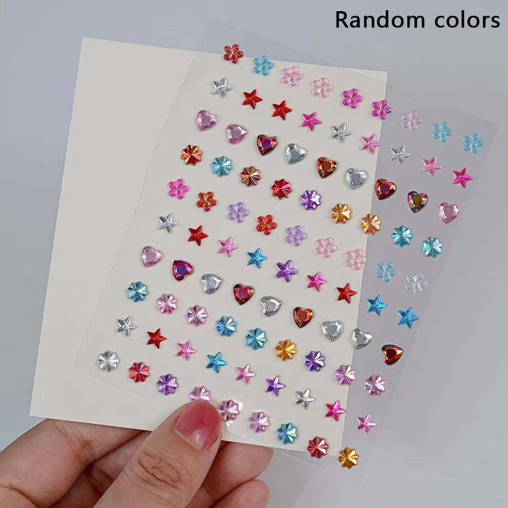 1Pcs Face Diamond Gem Sticker 5D Colorful Rhinestone Tattoo Stickers Fo Festival Nail Body Makeup Bling Jewelry DIY Face Sticker