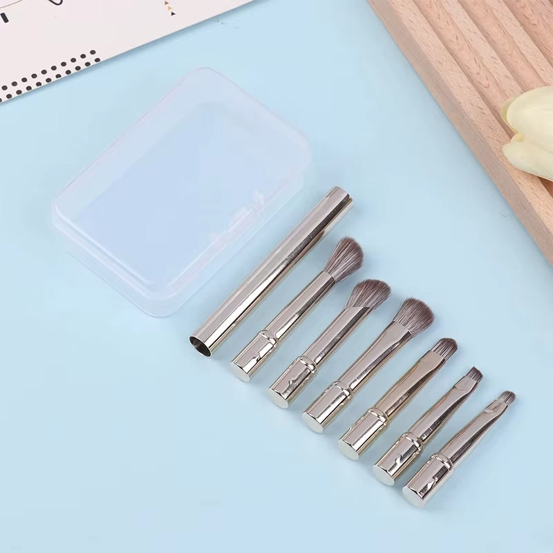 6 in 1 Mini Makeup Brushes Set Detachable Travel Contour Concealer Brush Eyeshadow Brushes Double Ended Makeup Brushes with Box