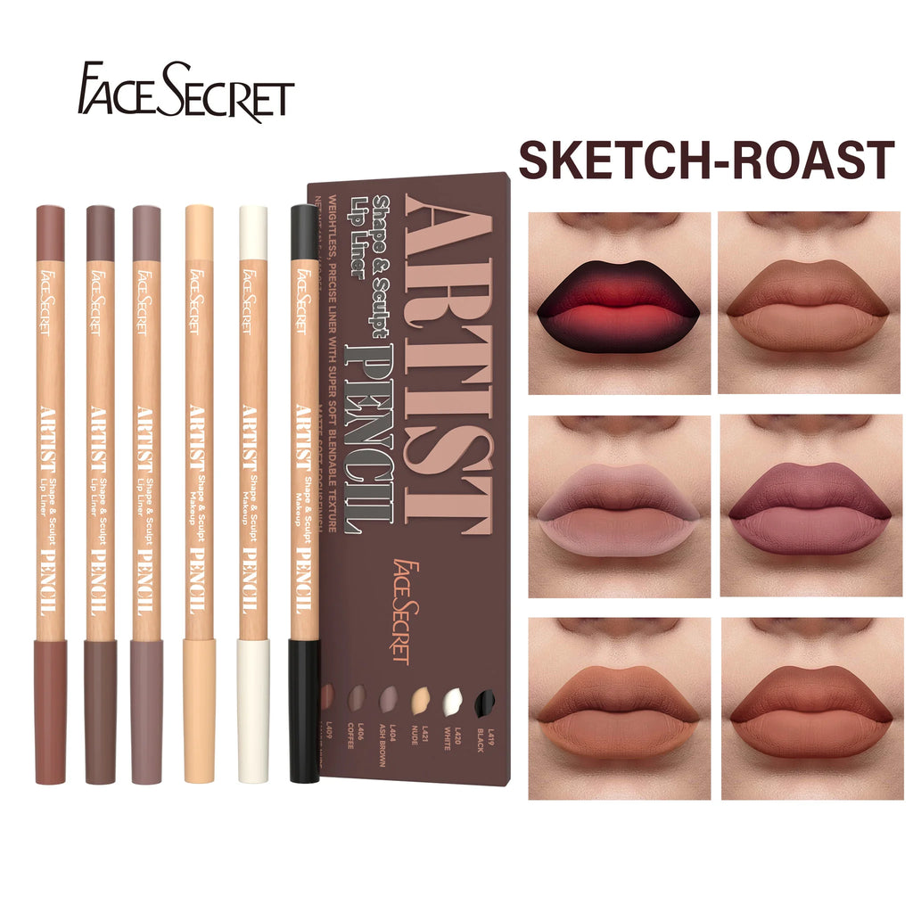 6Pcs Velvet Matte Lip Liner Set - Long-Lasting Versatile Shades Longlasting Lip Makeup Berry, Brown, Pink Lip Pencil