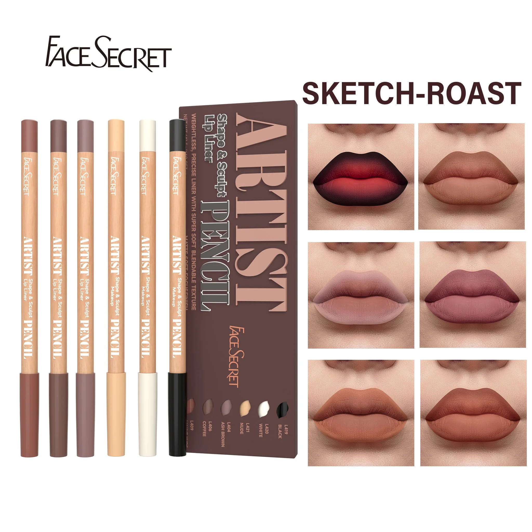 6Pcs Velvet Matte Lip Liner Set - Long-Lasting Versatile Shades Longlasting Lip Makeup Berry, Brown, Pink Lip Pencil